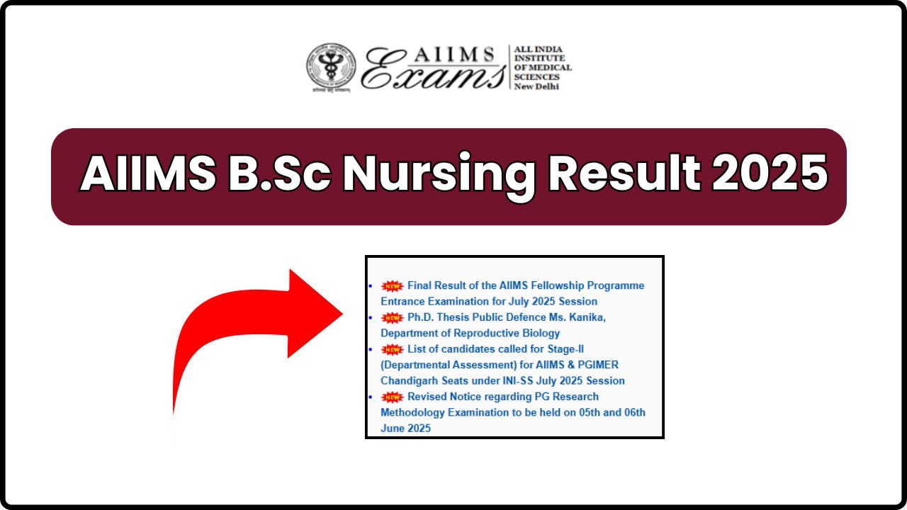 AIIMS B.Sc Nursing Result 2025 [Today] - aiimsexams.ac.in Merit List, Cut Off