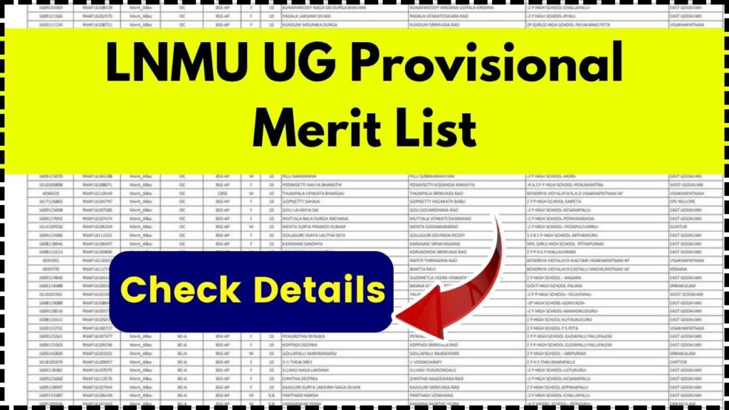 LNMU UG Provisional Merit List 2025 - Download Selection List, Pdf File 1 LNMU UG Provisional Merit List 2025